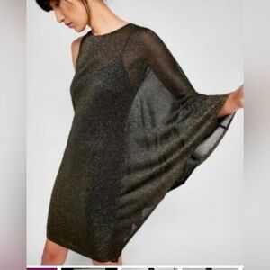 Ted Baker Monyca one shoulder gold metallic dress